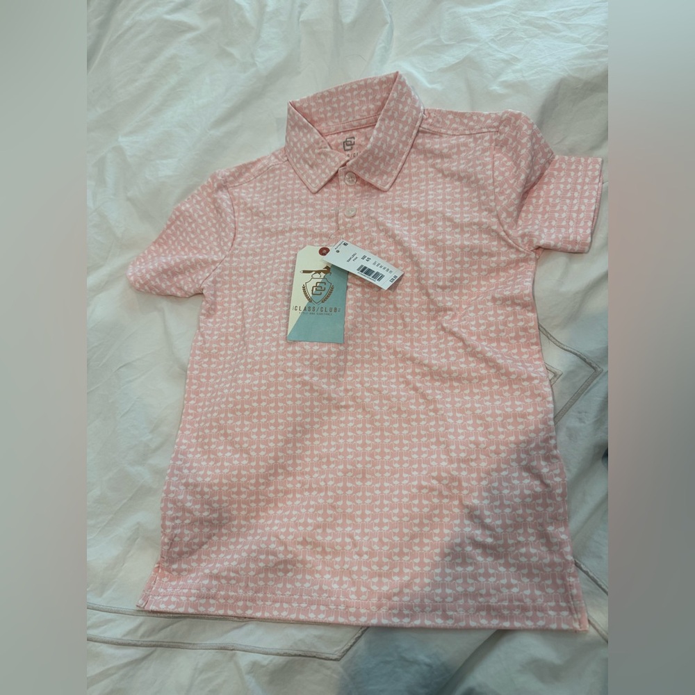 Brand New - Class Club Pink Patterned Polo Shirt - Boys Size 4/5